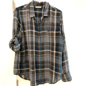 Madewell silk plaid button up